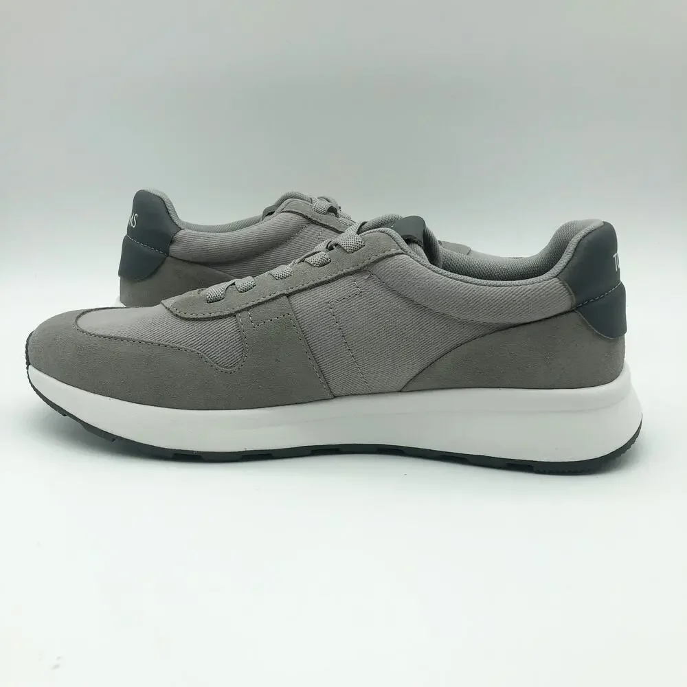 Toms Mens TRVL LITE Retro Runner Casual Sneakers Size 12 Grey Suede Twill NIB